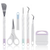 A set of six vinyl weeding and craft tools including a spatula, tweezers, and various precision implements.