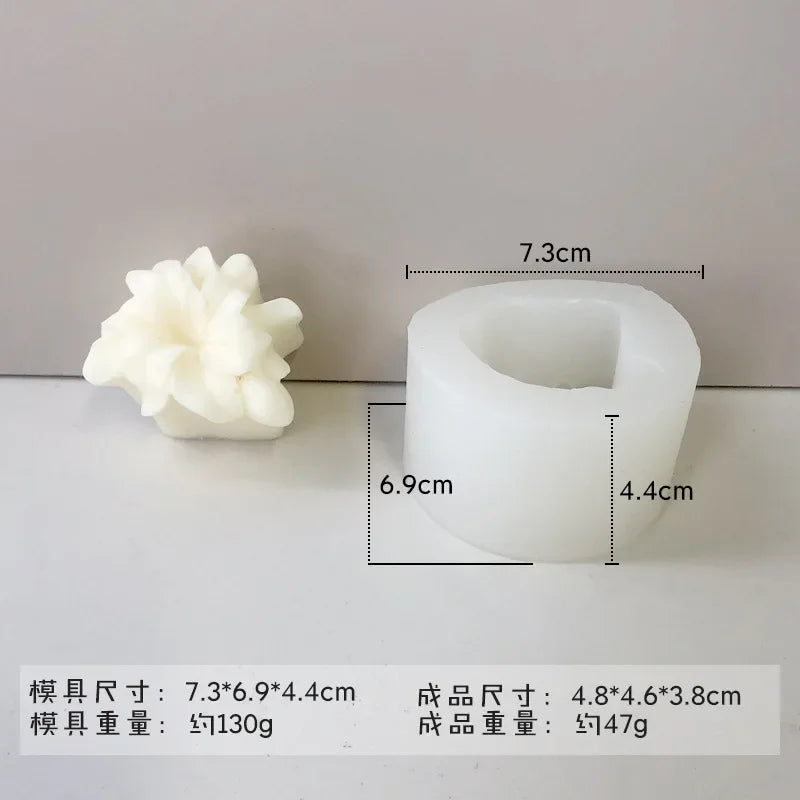 White silicone mold shaped like a rose peony for crafting candles, soap, and baking