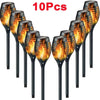 Ten solar flame torch lights for garden, patio, and pathway decoration