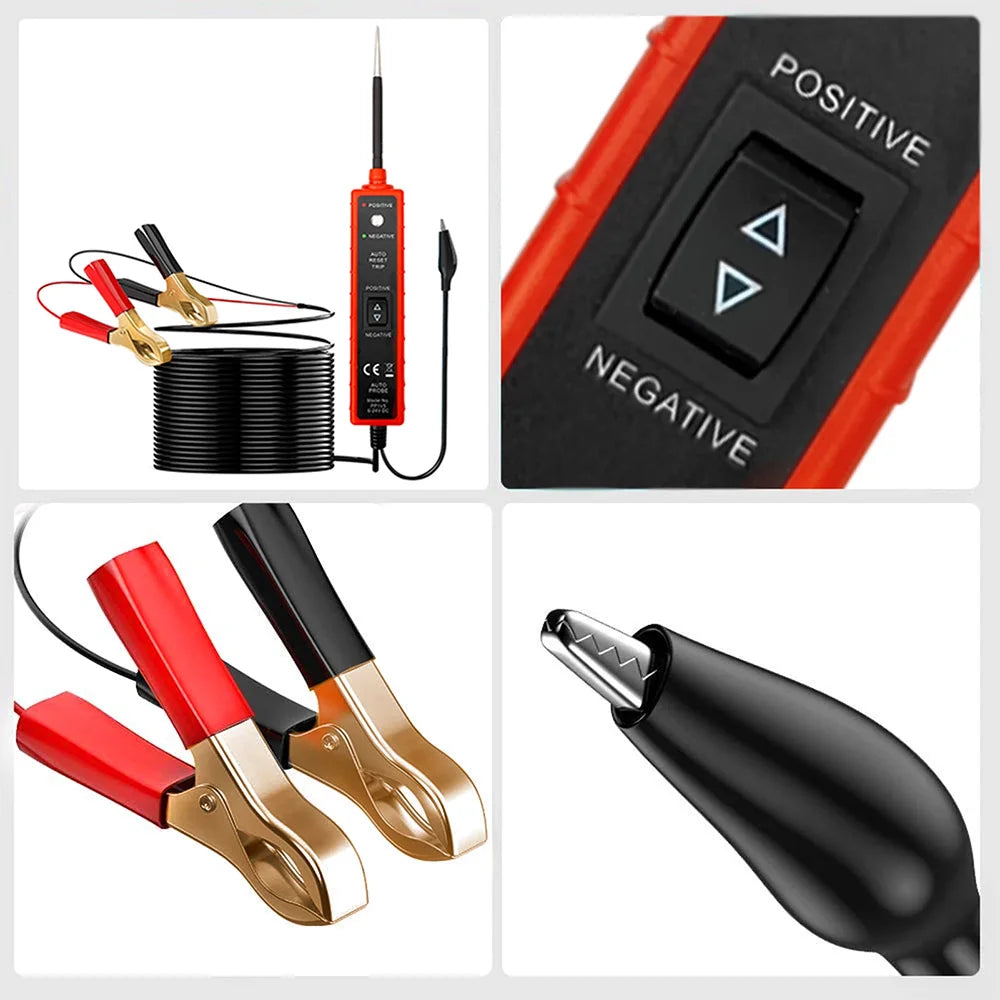 Automotive Circuit Tester with Digital Voltage Display and LED Probe