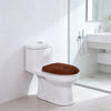 A white toilet with a brown flannel seat cover is shown in a modern bathroom setting.