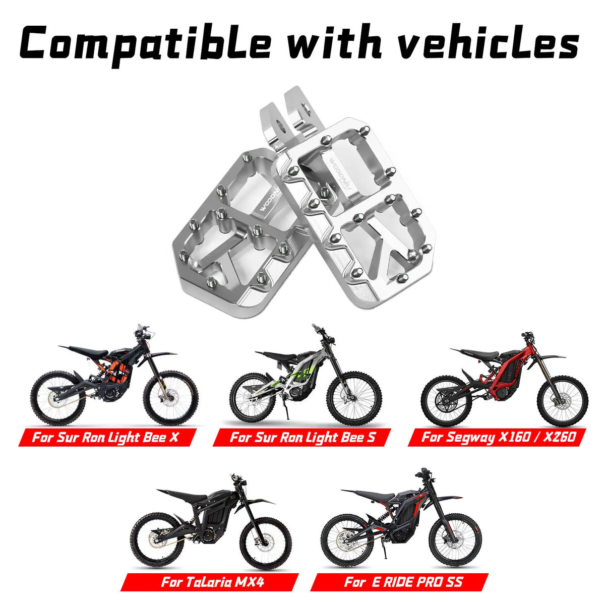 Aluminum Foot Pegs for Surron Light Bee X and Segway E-Bikes