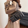 Women's Retro PU Leather Shoulder Bag with Multiple Pockets & Detachable Charm