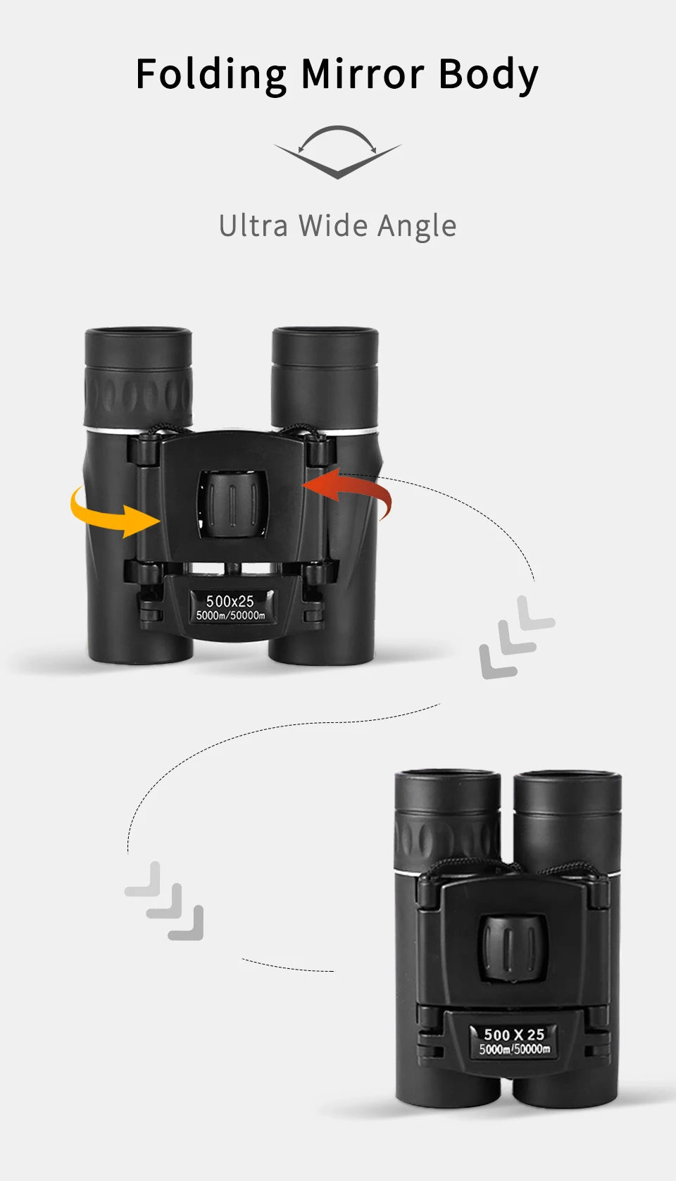 Compact 500x25mm Waterproof Binoculars with BAK4 Prism
