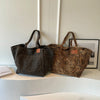 Vintage Leopard Print Canvas Tote Bag