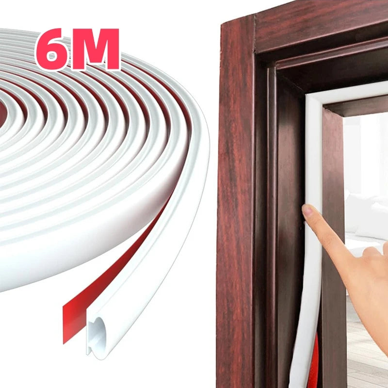 Roll of white self-adhesive D-shape weather stripping seal for doors and windows