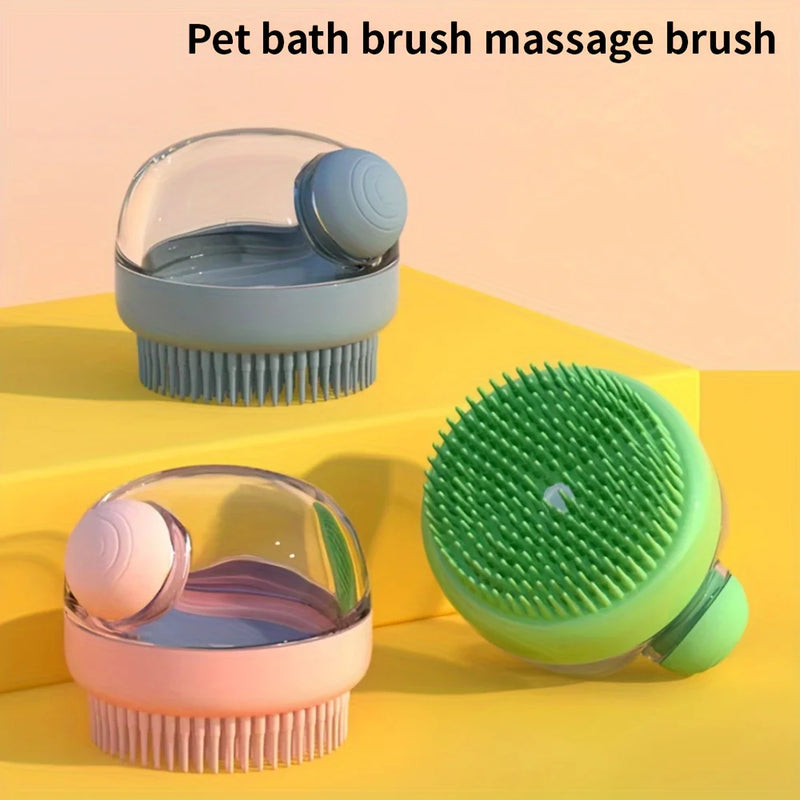 Brosse de bain en silicone pour animaux avec distributeur de savon