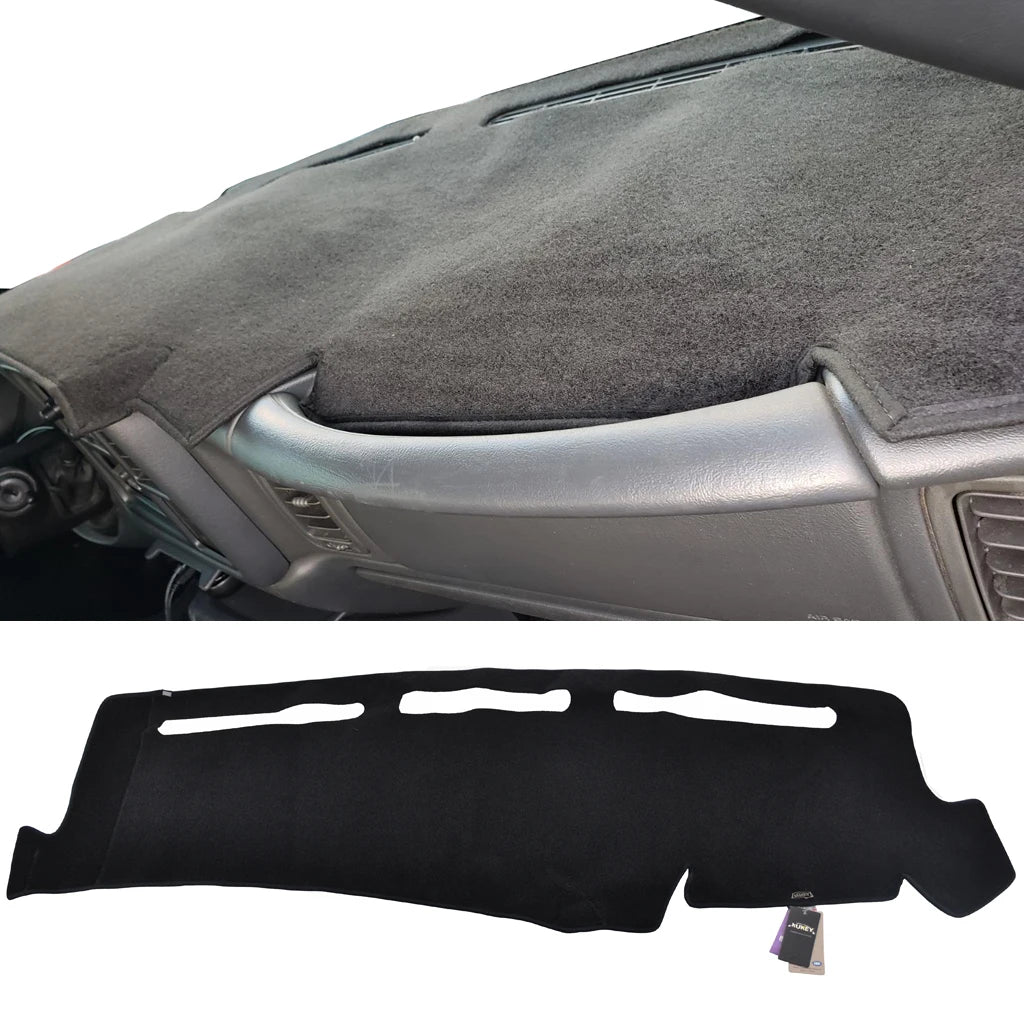 Black custom-fit dashboard cover for Chevy/GMC trucks and SUVs