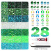 Mixed Color Resin Rhinestone Set with AB Finish – 24/28 Grid Flatback Drills for Crafting & Decoration