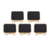 A set of six small, rectangular wooden chalkboard signs with gold accents.