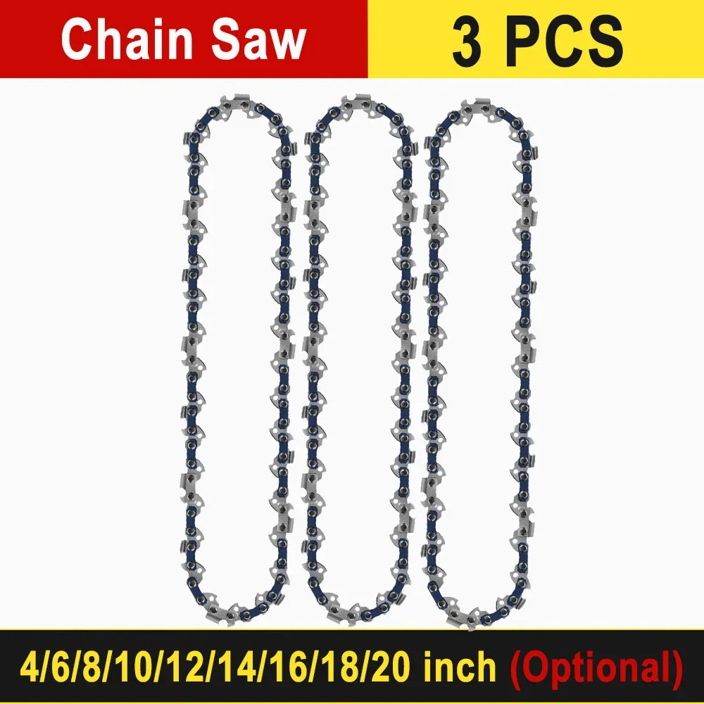 Three replacement chainsaw chainsaws are shown with an optional length selection.