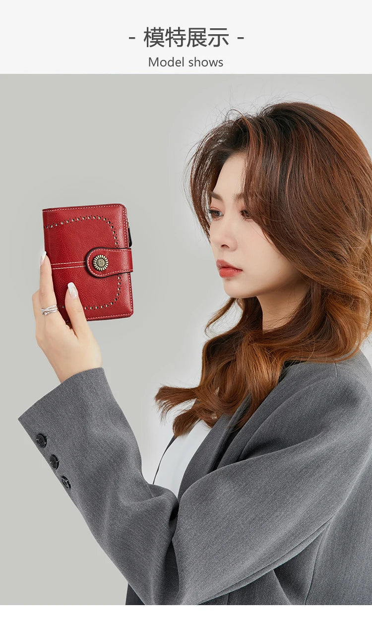 Vintage RFID-Blocking Tri-Fold Wallet with Ample Storage