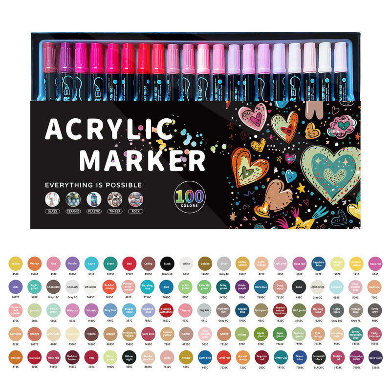 Dual-Tip Acrylic Paint Pens for Art & Crafts