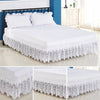 White Jacquard lace bed skirt with an elastic band and 15 inch drop