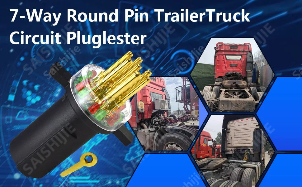 7-Way Round Pin Trailer Circuit Tester for Semi-Trucks