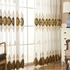 Embroidered Gauze Curtain with Floral Design