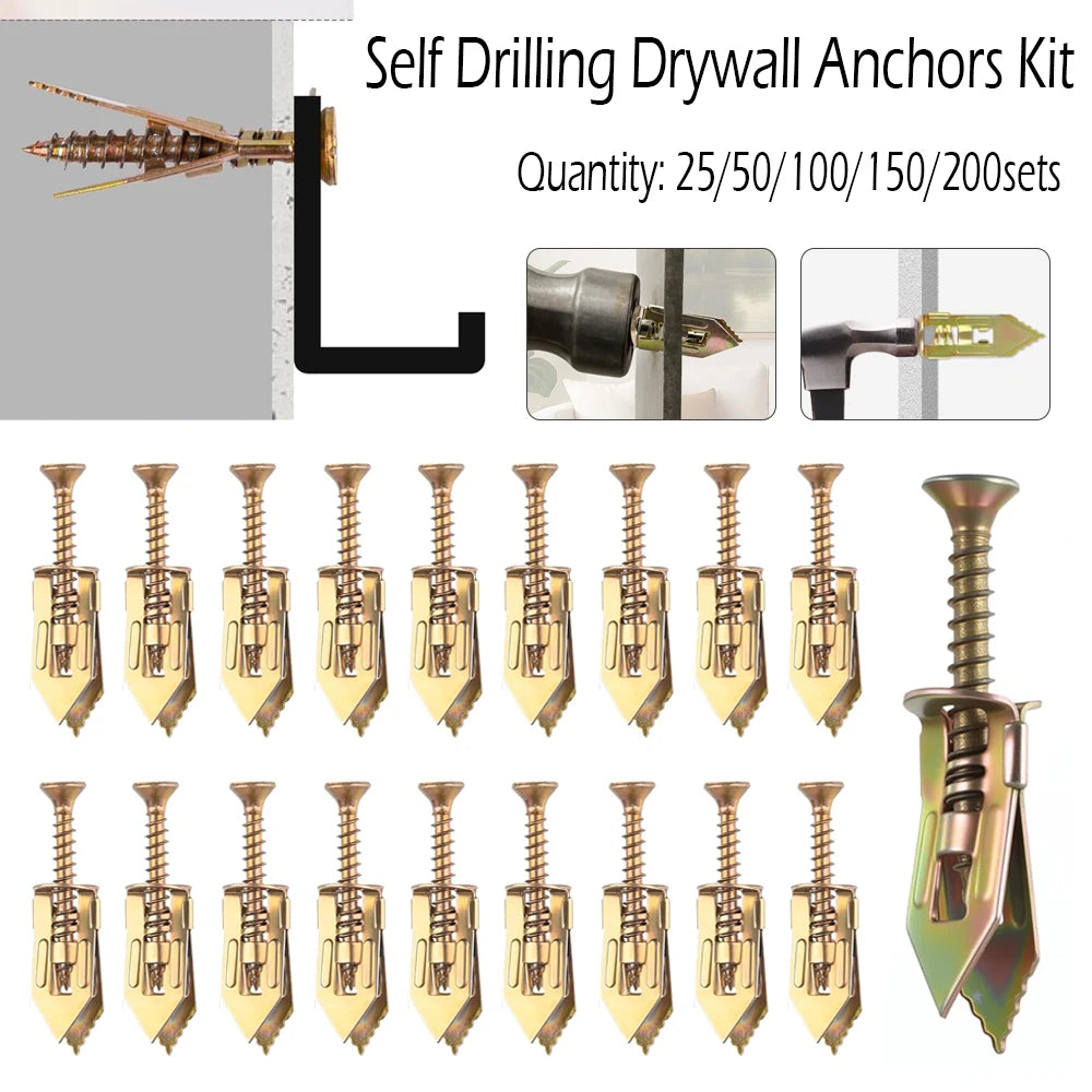 Self-Drilling Drywall Anchors Kit (25-Piece) — No Pre-Drill Needed