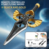 Black and gold remote-controlled stunt flying sword with propellers and accessories
