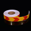 Roll of yellow and red high-visibility reflective safety tape for vehicles