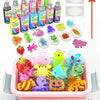 A DIY 3D water elf science kit with graffiti painting for kids showing various colorful bottles and paint tools.
