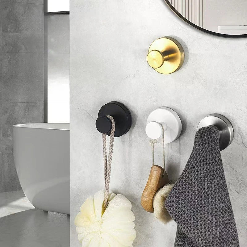 Stainless Steel Suction Cup Hooks - No-Drill Towel Holder