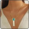 Boho Gold Turquoise Pendant Necklace