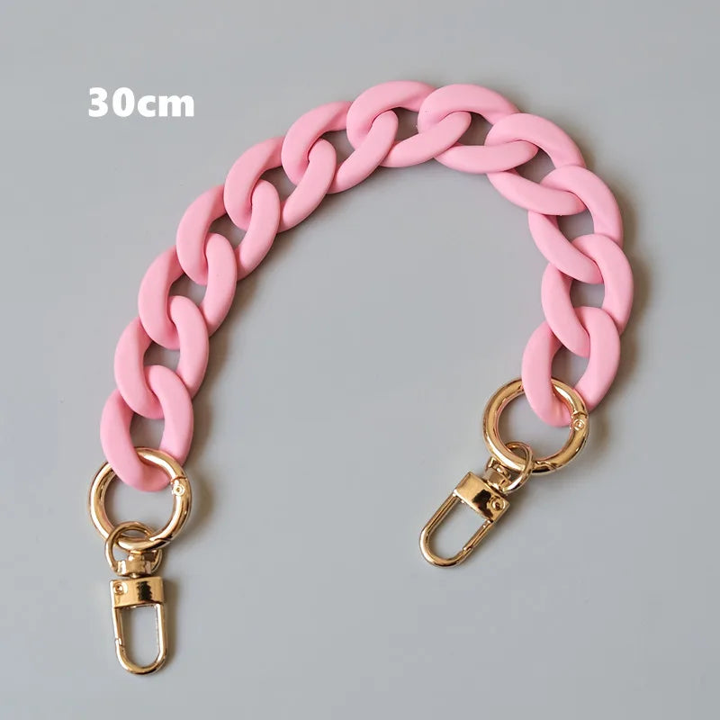 Matte Candy Pink Resin Handbag Chain – Detachable Shoulder Strap