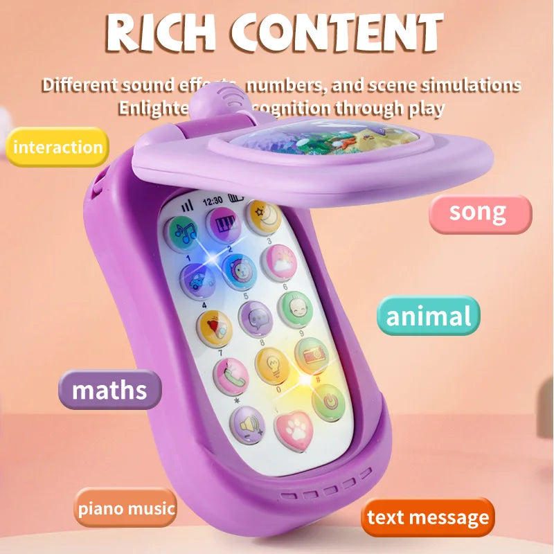 Kids' Cartoon Flip Phone Toy with Music and Learning Games