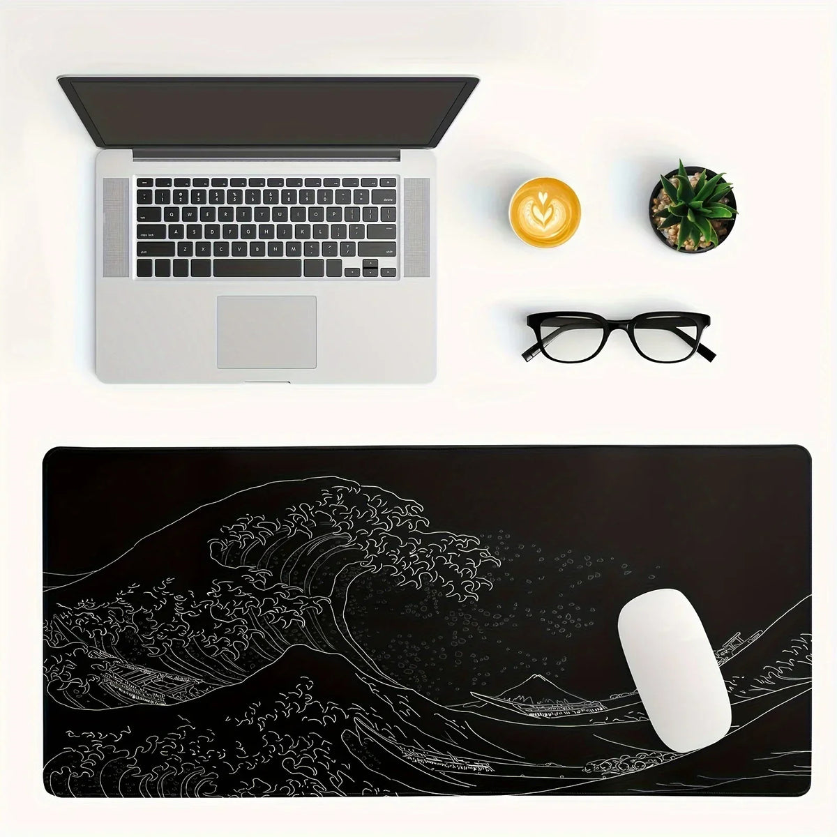 Extended Desk Mouse Pad with Stitched Edges & Non-Slip Rubber Base