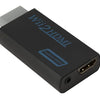 A black Wii to HDMI adapter converter device with a gold connector port.