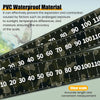 A close-up of a black measuring tape showing a clear scale, demonstrating the accuracy of PVC waterproof material.