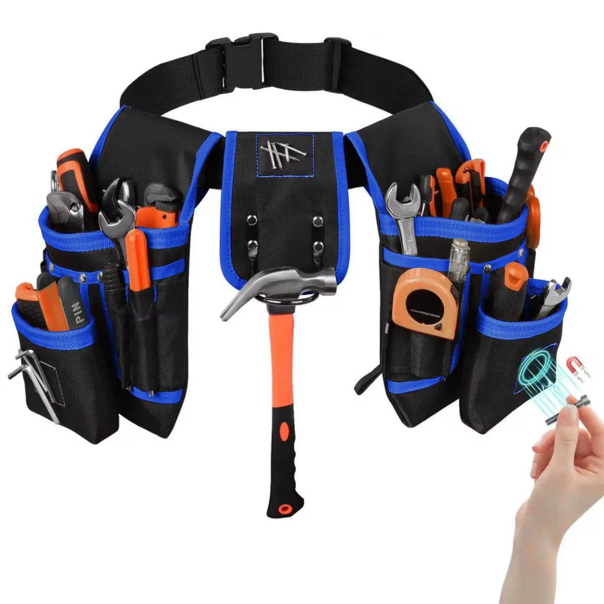 Adjustable Tool Belt with Detachable Pockets for Work and DIY