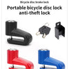 Portable bicycle disc brake lock featuring black, red, and blue anti-theft locks.