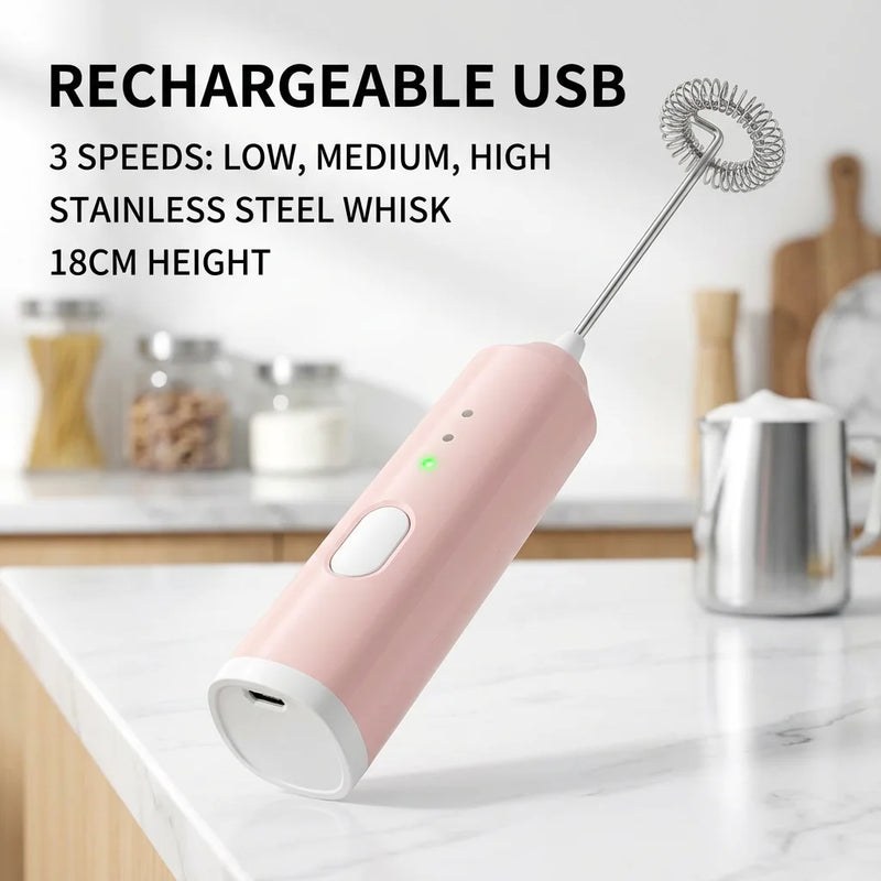 Rechargeable Electric Milk Frother & Handheld Mixer