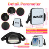 A black and silver backpack set featuring an image print and an iPad compartment.