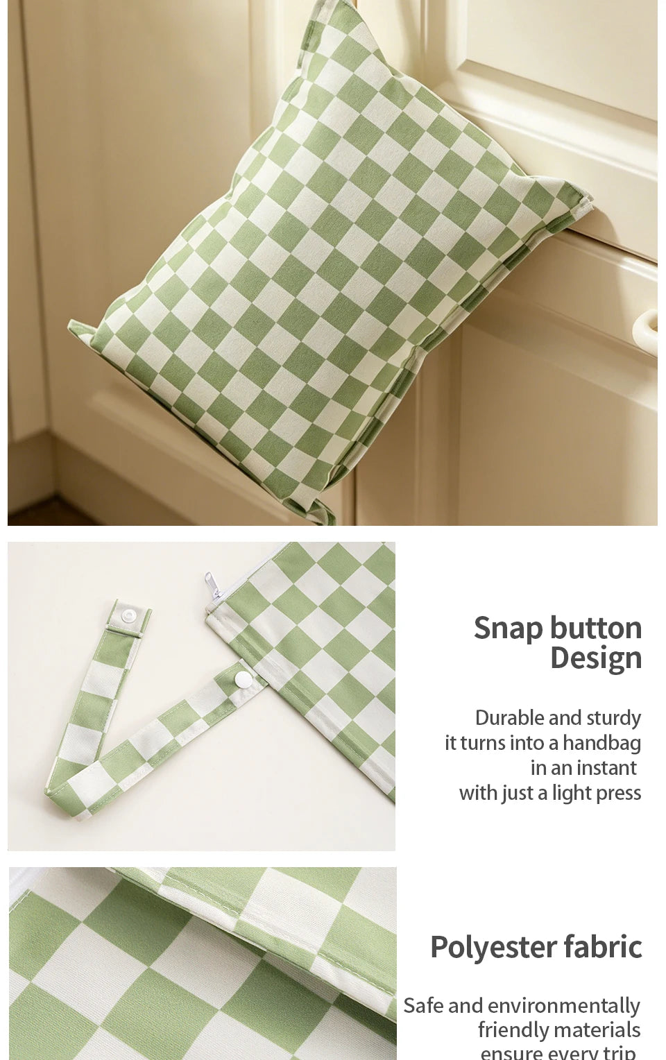 Waterproof Reusable Diaper Cover Wet Bag with Hanging Strap