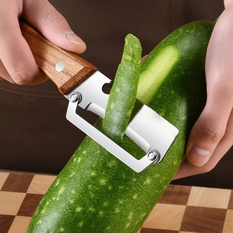 Wooden-Handle Multi-Function Peeler with Bottle Opener