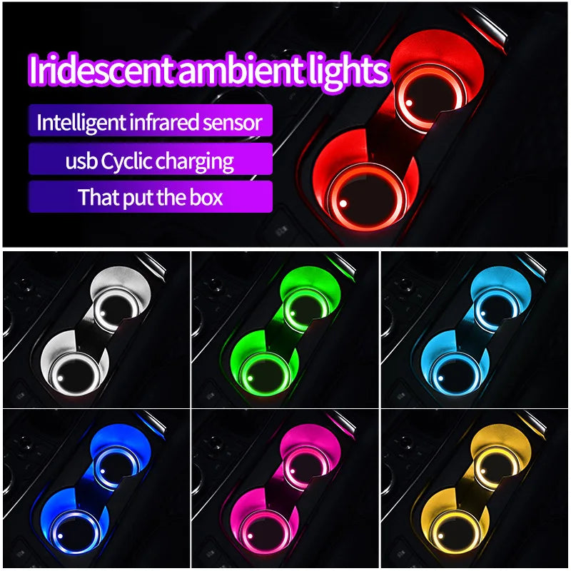 Rechargeable LED Car Cup Holder Coasters