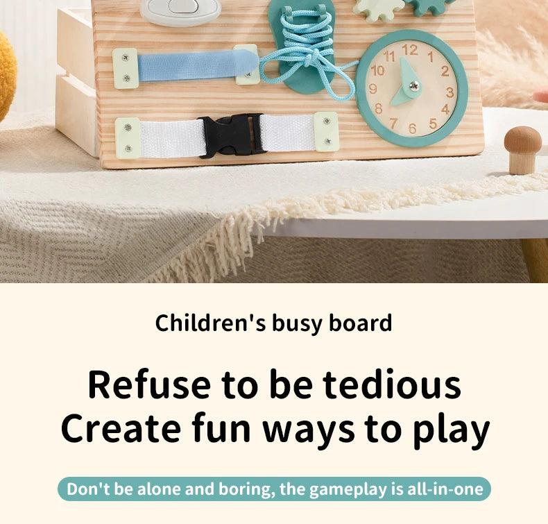 Wooden Steering Wheel Busy Board for Toddlers - Montessori Sensory Toy