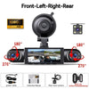 Front-Left-Right-Rear 1080P dash cam with night vision and power cable.
