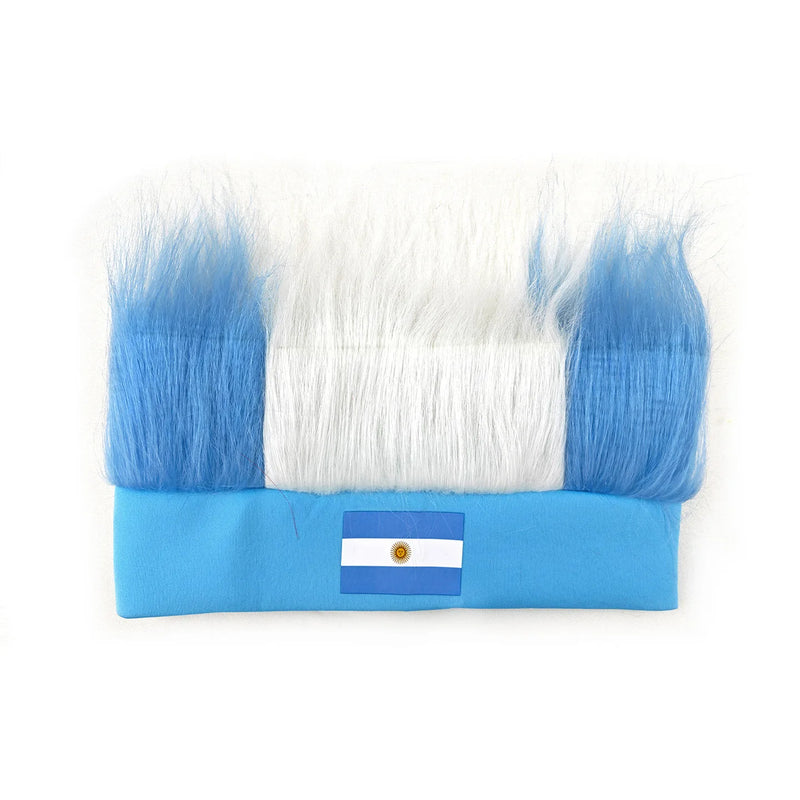 Bandeau Perruque en Fausse Fourrure avec Drapeau National