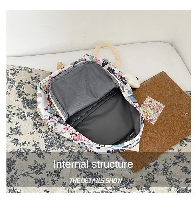 Butterfly Print Canvas Backpack for Women