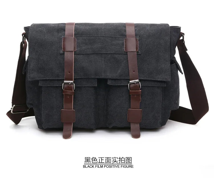 Vintage Canvas Messenger Bag for Men – Retro Crossbody Shoulder Bag