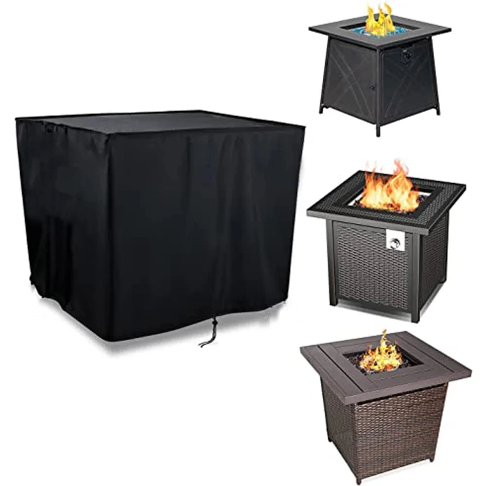 Water-Resistant Fire Pit Cover with Drawstring for Square Pits