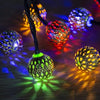 String lights featuring glowing Moroccan-style spherical balls in various colors and modes