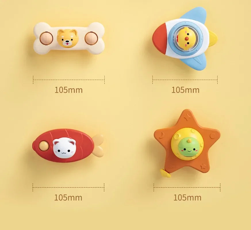 Suction Cup Spinning Bath Toys for Babies (Set of 3)