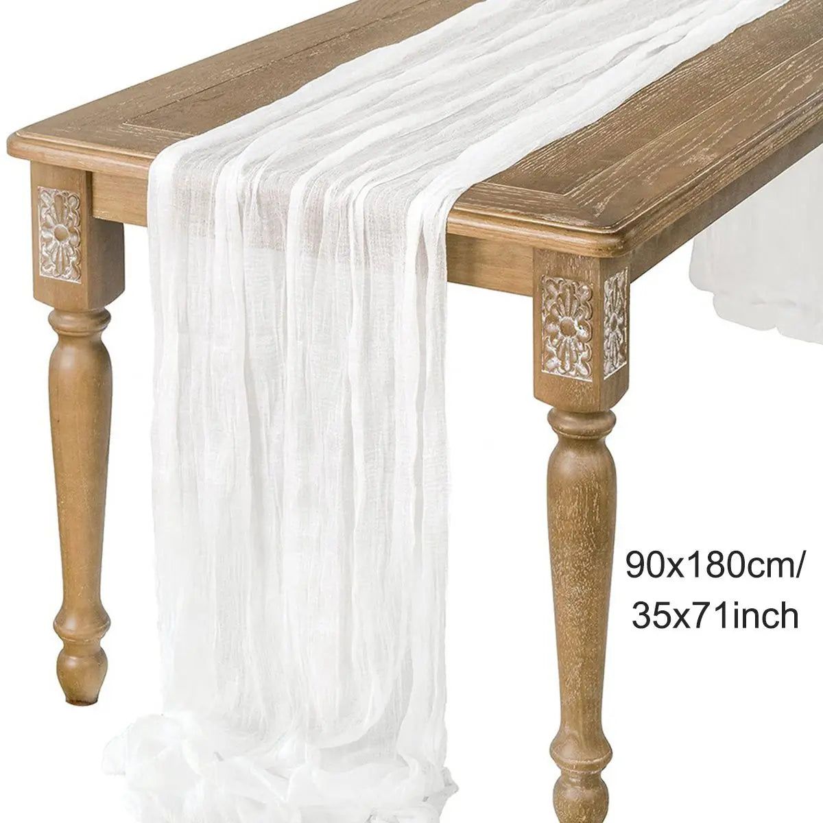Semi-Sheer Gauze Table Runner in Sage