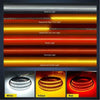 Three rows of LED lights showing white, yellow, and red illumination for a tailgate light bar.