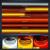 Three rows of LED lights showing white, yellow, and red illumination for a tailgate light bar.