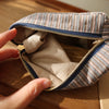 Checkered Striped Cosmetic Bag – Compact Travel Organizer